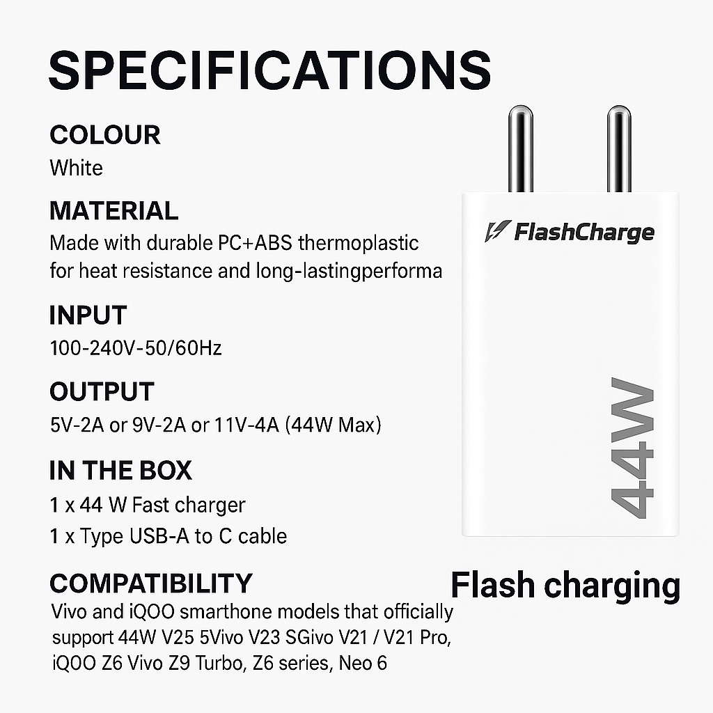 SB 44W Flash Charger | Type-C Fast Charging Adapter