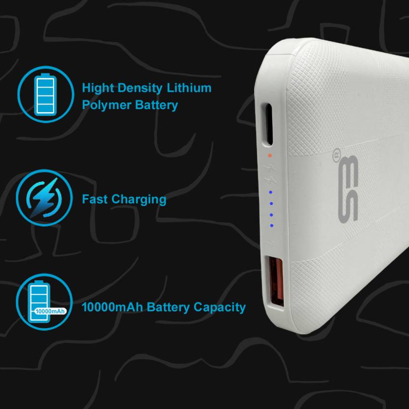 SB 10000 mAh 22.5 W Slim Pocket Size Power Bank (White)