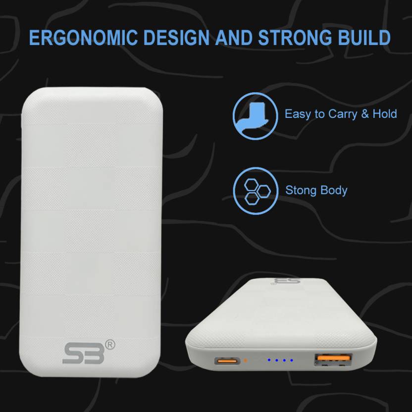 SB 10000 mAh 22.5 W Slim Pocket Size Power Bank (White)