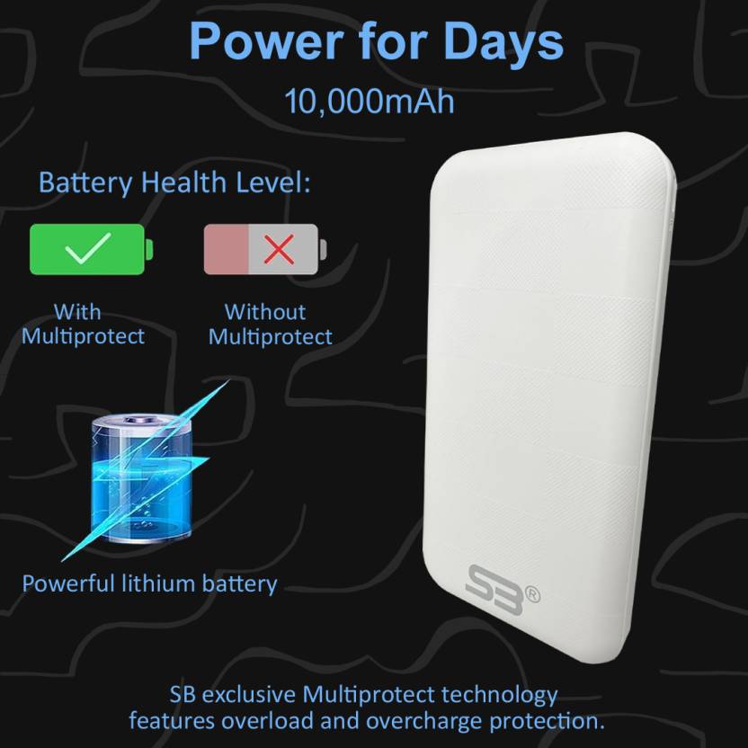 SB 10000 mAh 22.5 W Slim Pocket Size Power Bank (White)