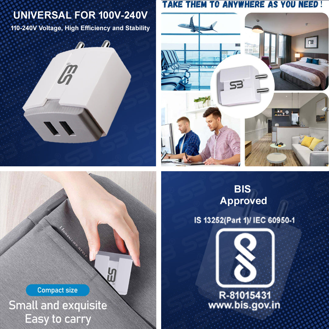 SB 12 W 3.4 A Multiport Mobile Charger with Detachable Cable