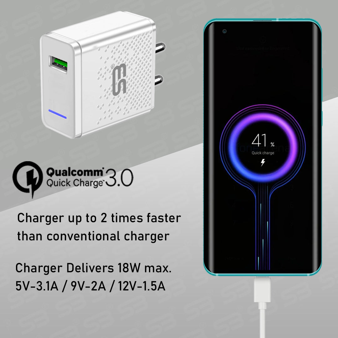 SB 18W 3 A Mobile Charger with Detachable Cable