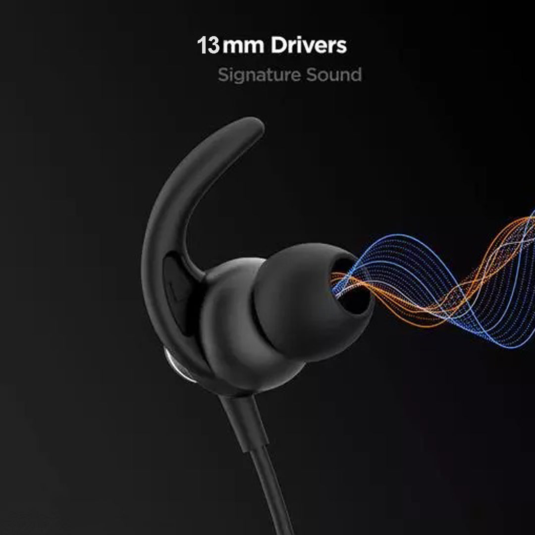 SB wireless Rich Bass neckband, 40Hrs playback IPX5 Water Resistant Magnetic Earbud Bluetooth Headset (Black, In the Ear)