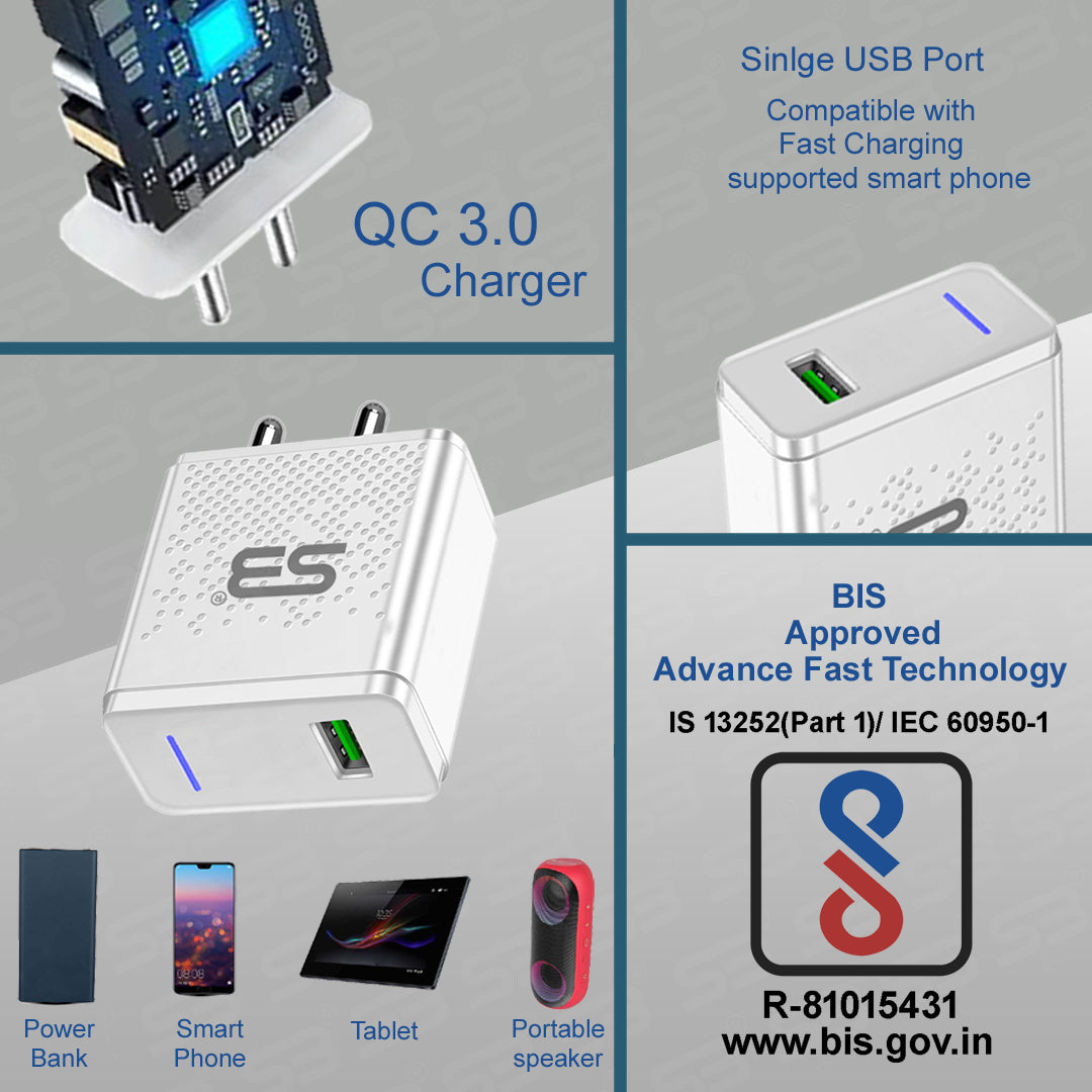 SB 18W 3 A Mobile Charger with Detachable Cable