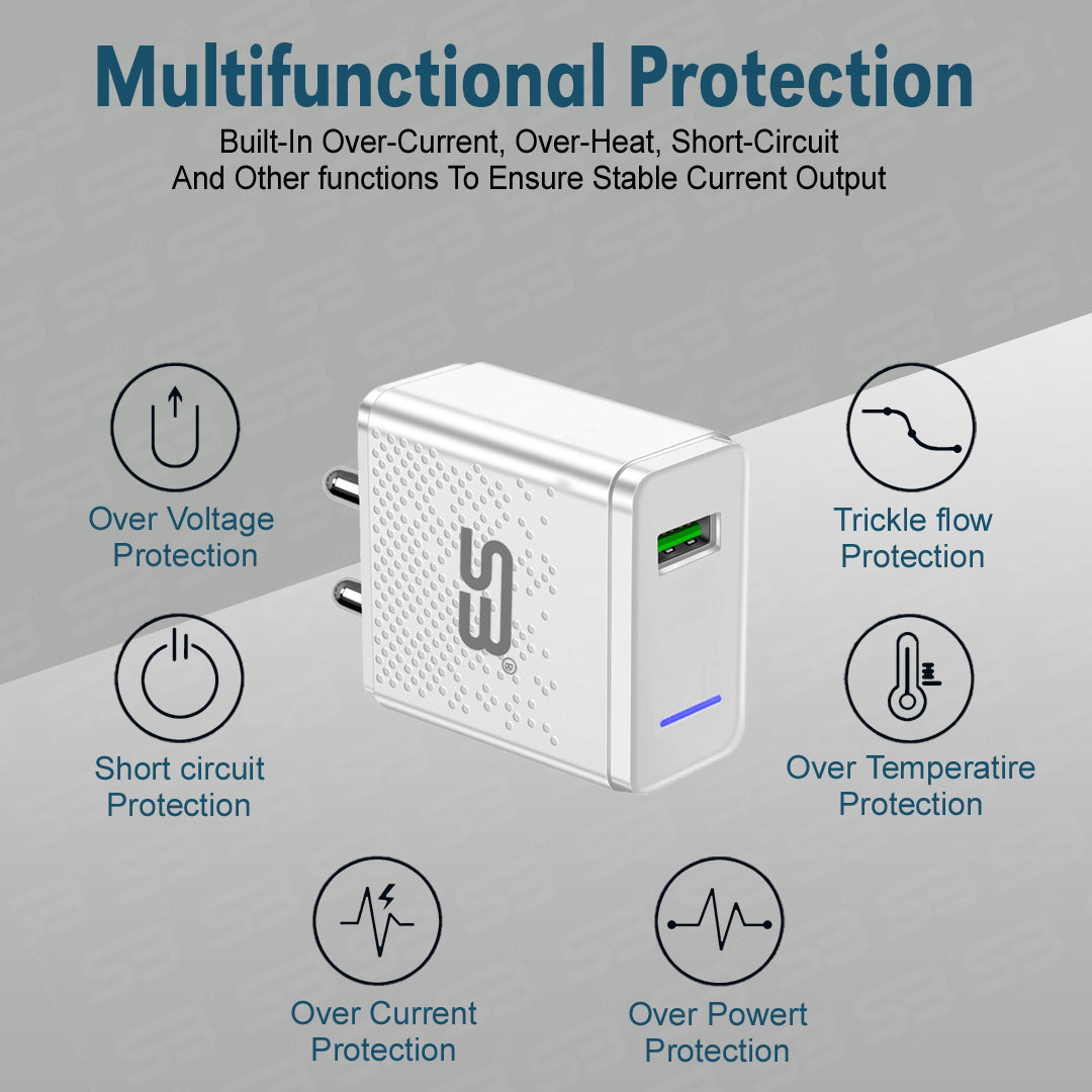 SB 18W 3 A Mobile Charger with Detachable Cable