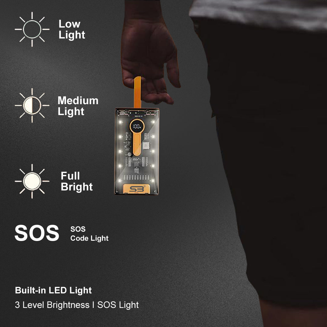 SB 10000 mAh 22.5 W Compact Pocket Size Power Bank(Transparent)