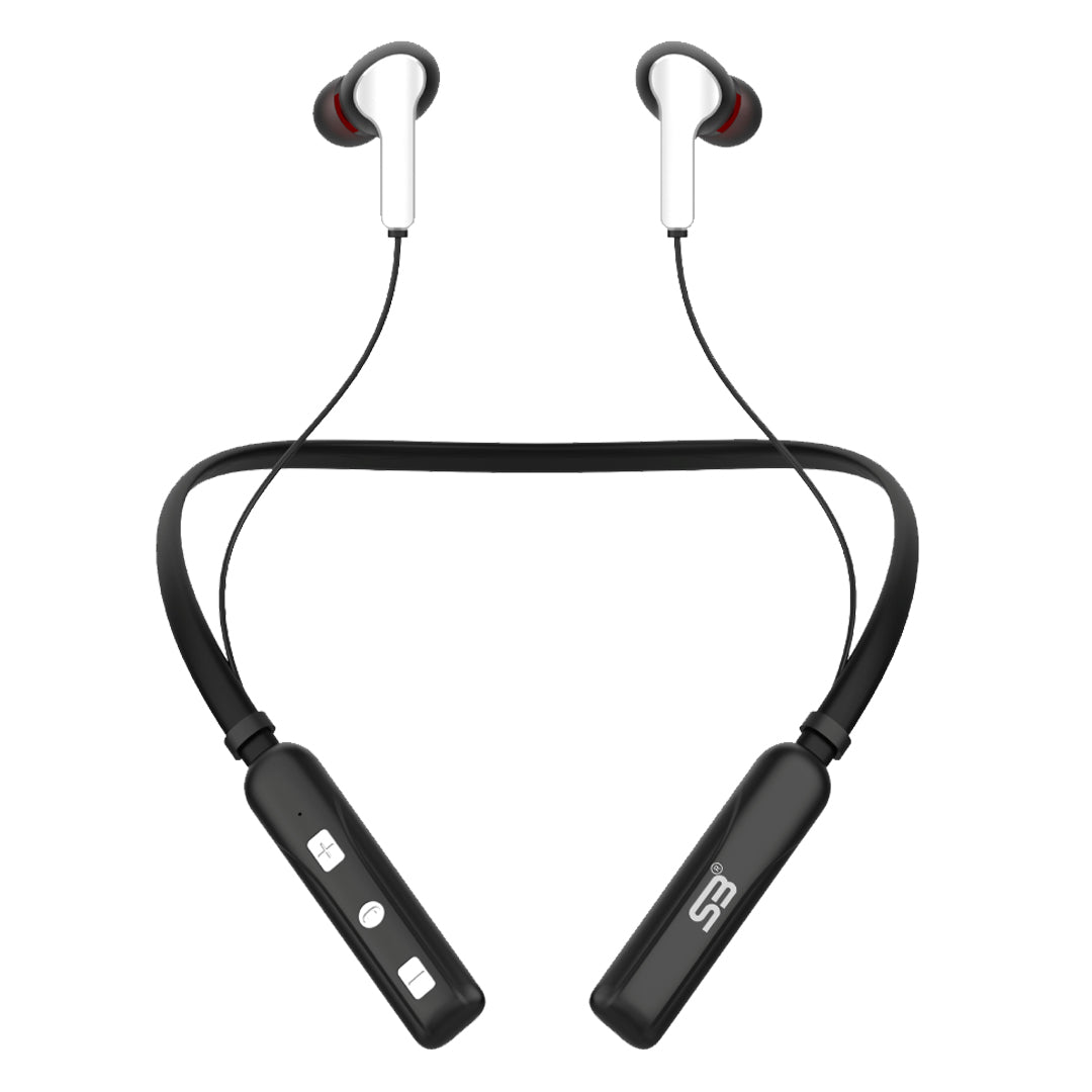 SB wireless SB55 neckband, 40Hrs playback IPX5 Water Resistant Magnetic Earbud Bluetooth Headset (Black, In the Ear)