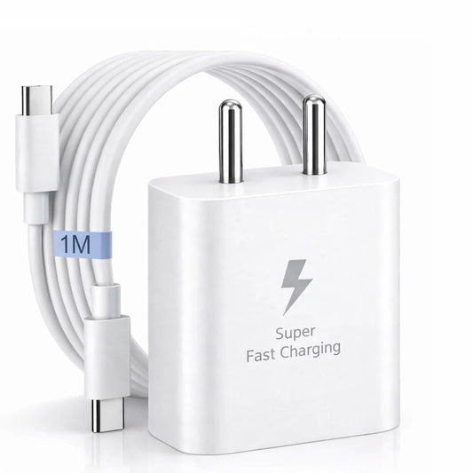 SB 45W Fast Charger Type C to C Cable, PD 3.0 Super Fast Charging 2.0 Compatible for Samsung Galaxy S24 Ultra S23 S22 Plus A Series, USB C Wall Charger Adapter with Cable (White)