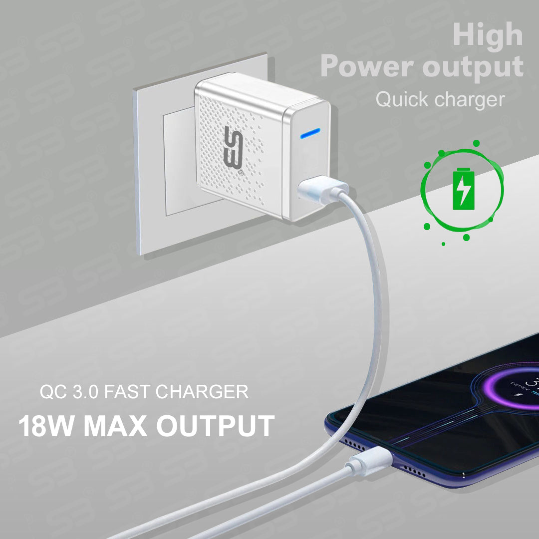 SB 18W 3 A Mobile Charger with Detachable Cable