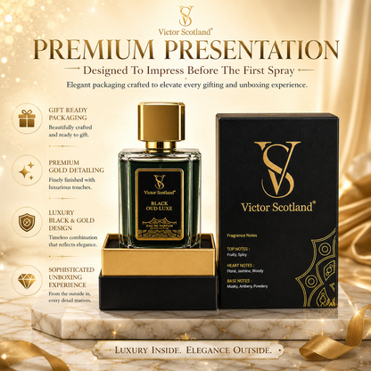 Black OUD Luxe Eau De Parfum for Men | Long Lasting Luxury Oud Perfume Eau de Parfum - 100 ml