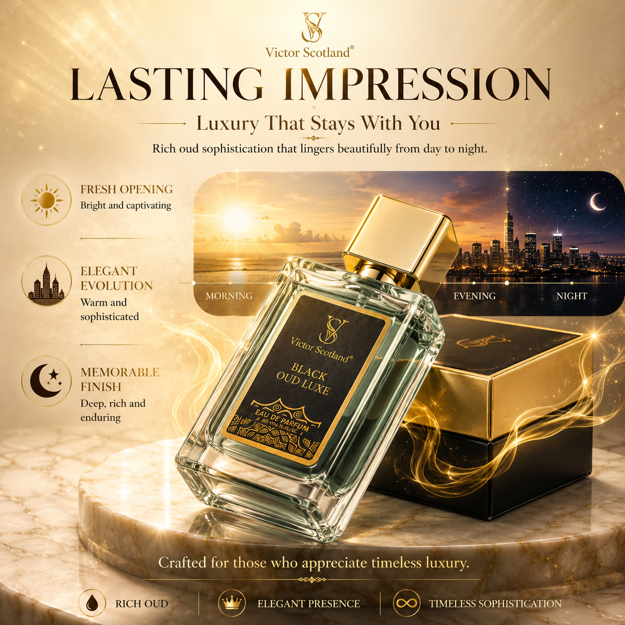 Black OUD Luxe Eau De Parfum for Men | Long Lasting Luxury Oud Perfume Eau de Parfum - 100 ml
