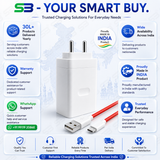SB 100W SuperVOOC Charger with USB Type C Cable, Fast Charger for OnePlus, Realme & Oppo, VOOC Warp Dash SuperDart Charging Adapter, BIS Certified