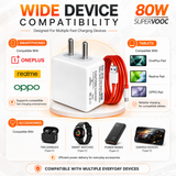 SB 80W SuperVOOC Fast Charger with USB to Type C Cable | 7.3A Mobile Charger Adapter | Supports VOOC, Warp, Dash, Dart & Super Fast Charging | Compatible for OnePlus, Realme, Oppo Smartphones.