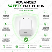 SB 20W USB-C Fast Charger for iPhone, Power Delivery Wall Adapter, Type-C PD Charging Adapter Compatible with iPhone 14, 13, 12, 11, XR, iPad & AirPods