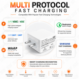 SB 80W SuperVOOC Fast Charger with USB to Type C Cable | 7.3A Mobile Charger Adapter | Supports VOOC, Warp, Dash, Dart & Super Fast Charging | Compatible for OnePlus, Realme, Oppo Smartphones.