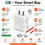 SB 80W SuperVOOC Fast Charger with USB to Type C Cable | 7.3A Mobile Charger Adapter | Supports VOOC, Warp, Dash, Dart & Super Fast Charging | Compatible for OnePlus, Realme, Oppo Smartphones.