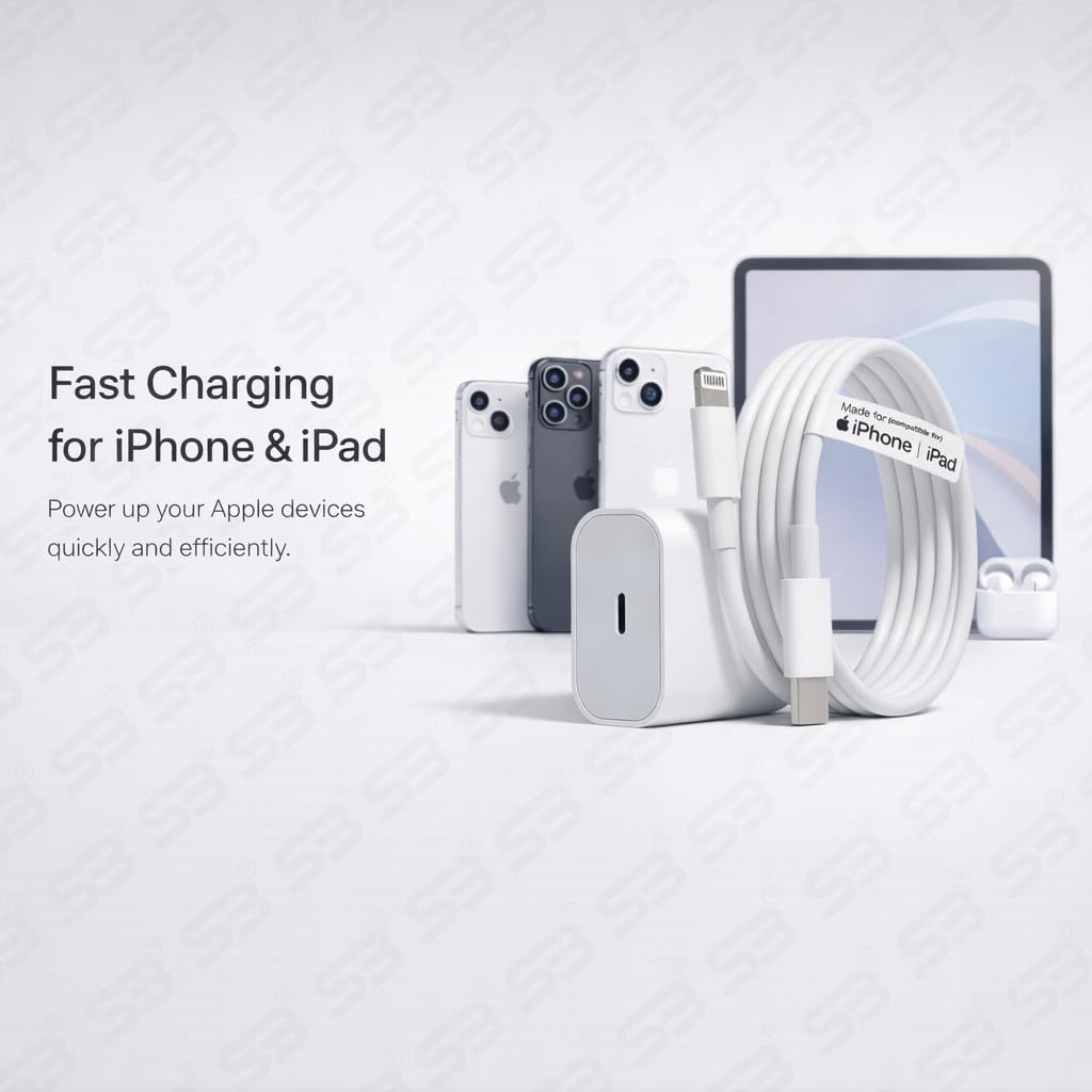 SB 20W USB-C Fast Charger for iPhone, Power Delivery Wall Adapter, Type-C PD Charging Adapter Compatible with iPhone 14, 13, 12, 11, XR, iPad & AirPods