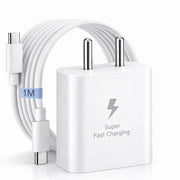 SB 45W Fast Charger Type C to C Cable, PD 3.0 Super Fast Charging 2.0 Compatible for Samsung Galaxy S24 Ultra S23 S22 Plus A Series, USB C Wall Charger Adapter with Cable (White)