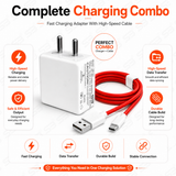 SB 80W SuperVOOC Fast Charger with USB to Type C Cable | 7.3A Mobile Charger Adapter | Supports VOOC, Warp, Dash, Dart & Super Fast Charging | Compatible for OnePlus, Realme, Oppo Smartphones.