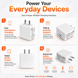 SB 80W SuperVOOC Fast Charger with USB to Type C Cable | 7.3A Mobile Charger Adapter | Supports VOOC, Warp, Dash, Dart & Super Fast Charging | Compatible for OnePlus, Realme, Oppo Smartphones.