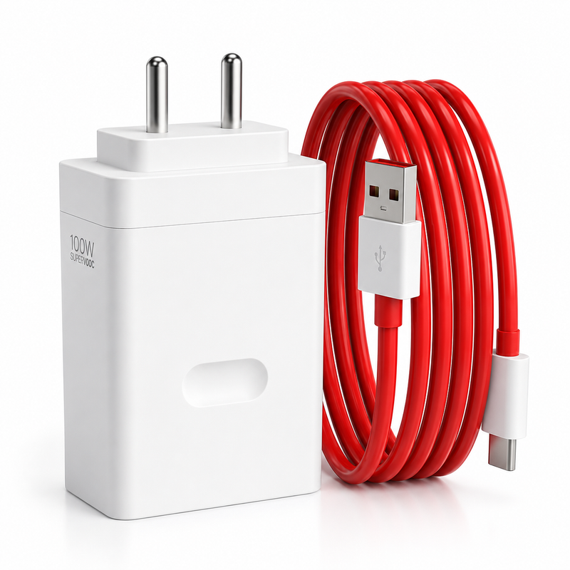 SB 100W SuperVOOC Charger with USB Type C Cable, Fast Charger for OnePlus, Realme & Oppo, VOOC Warp Dash SuperDart Charging Adapter, BIS Certified